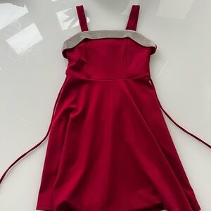Elegant Red Dress with Silver Accents